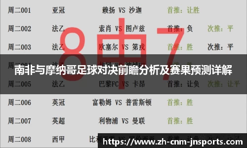 南非与摩纳哥足球对决前瞻分析及赛果预测详解